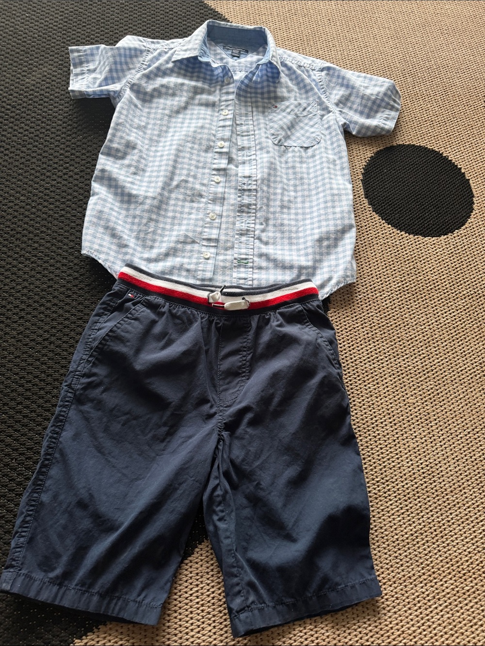 Tommy Hilfiger Light Blue Gingham Button-Down Shirt & Navy Shorts Set